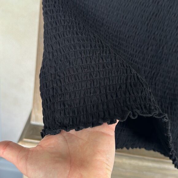 Fifth & Mode Carmen Smocked Mini Dress size Large in Black NWT - Picture 10 of 15